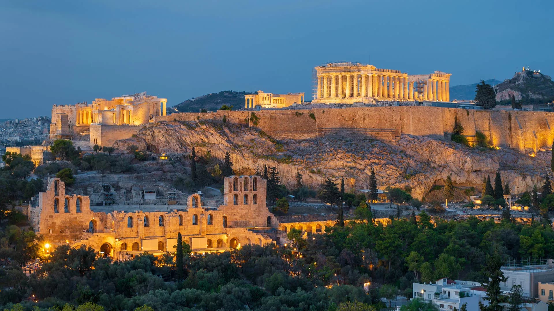 The Acropolis rising above Athens under a clear sky